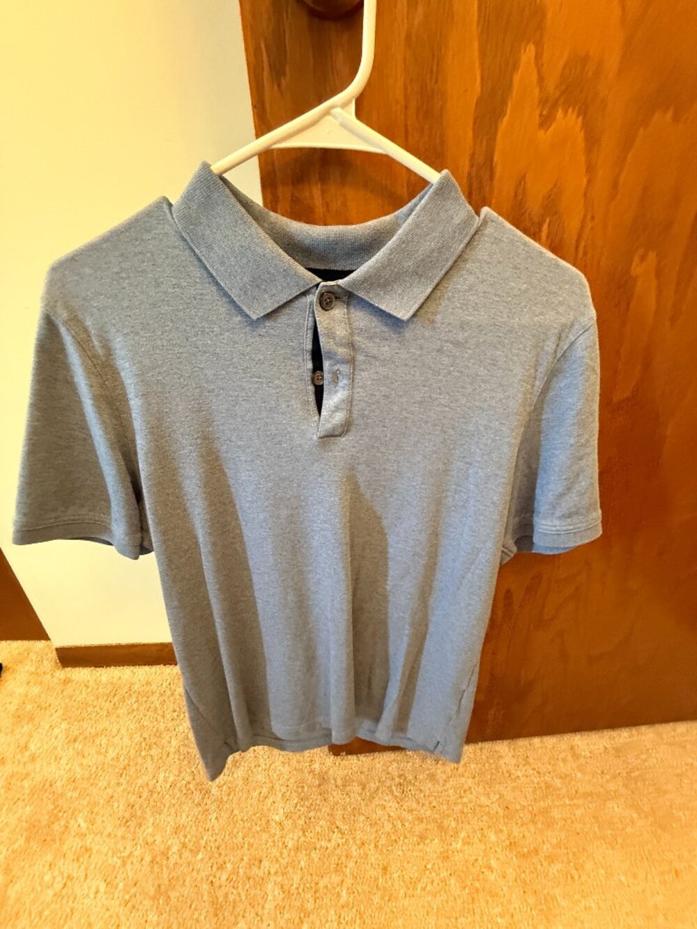 Banana Republic Luxury Touch Polo Shirt Heather Light Blue Men's M Standard Fit
